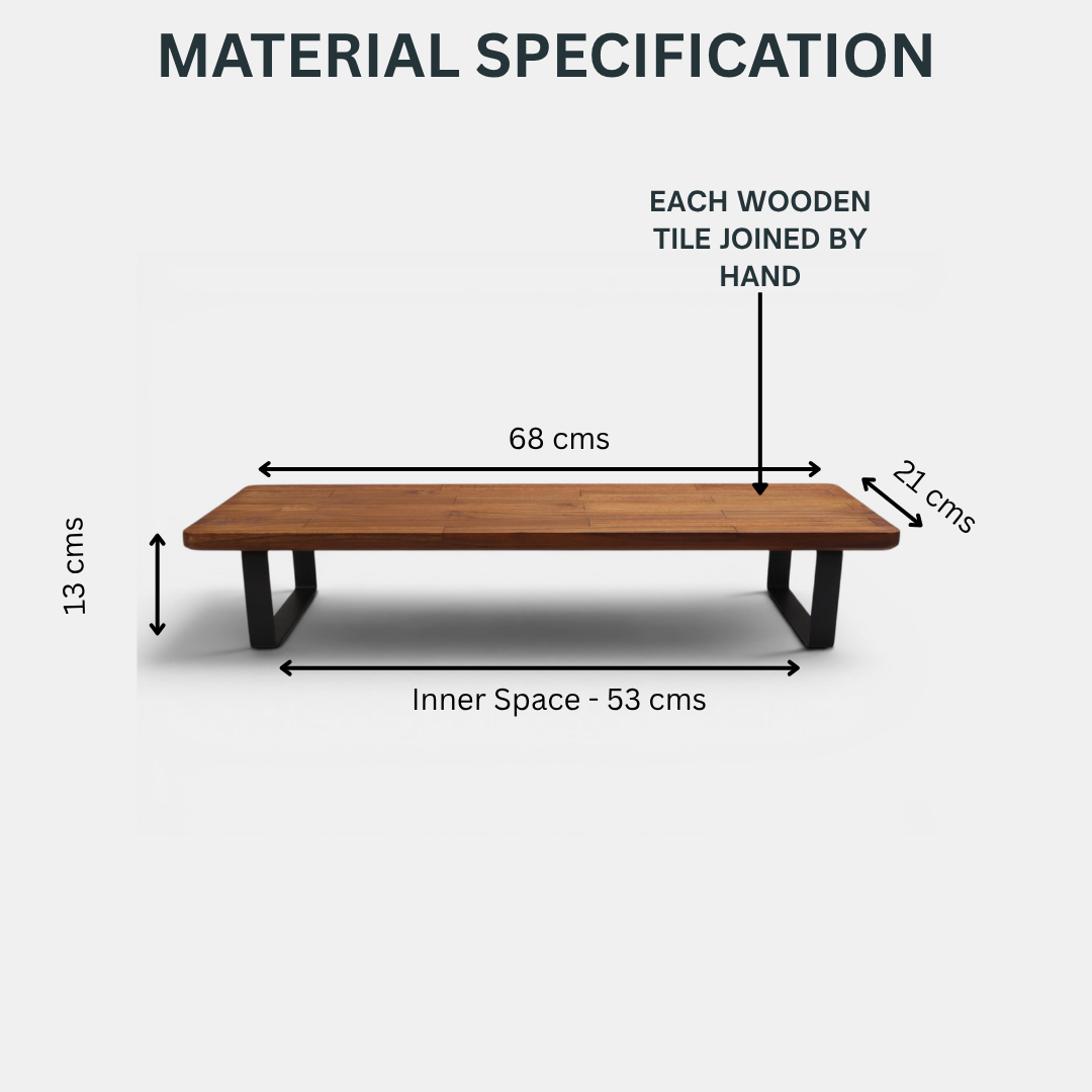 Deskvue Handmade Wooden Monitor Stand with Metal Legs | Solid Wood Monitor Riser for Desk | Ergonomic Laptop & Monitor Shelf | Rounded Edges |