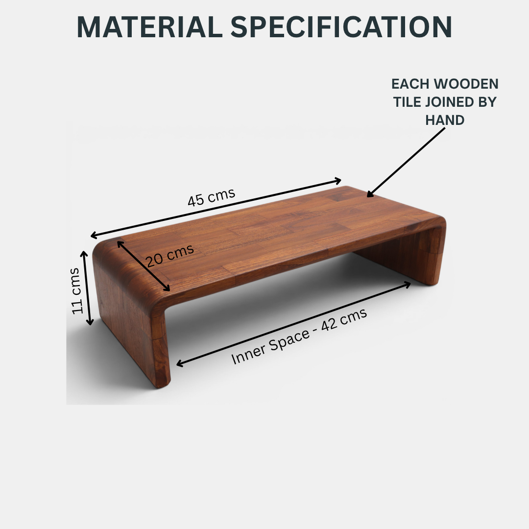 Deskvue Solid Wooden Computer Monitor Stand | Handmade Wooden Monitor Riser with Rounded Edges | Karlby Styled | Desktop Organizer | Ergonomic Desk Shelf |