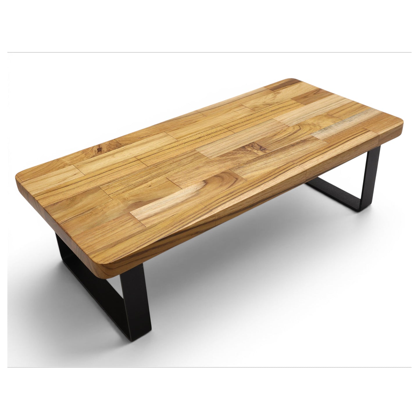 Deskvue Handmade Wooden Monitor Stand with Metal Legs | Solid Wood Monitor Riser for Desk | Ergonomic Laptop & Monitor Shelf | Rounded Edges |