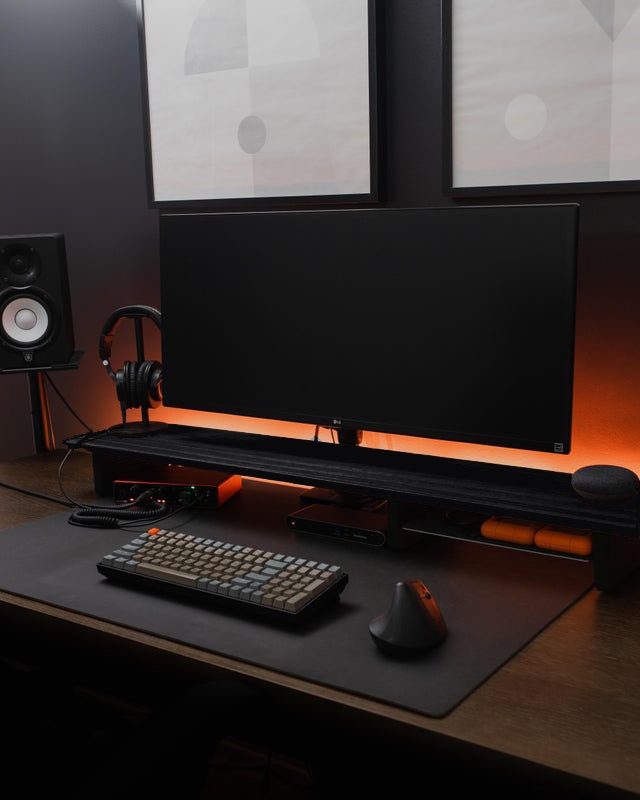 DeskVue Desk Shelf (46'') Dual Wooden Monitor Stand