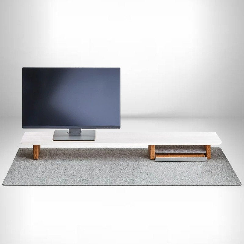 DeskVue Desk Shelf (46'') Dual Wooden Monitor Stand