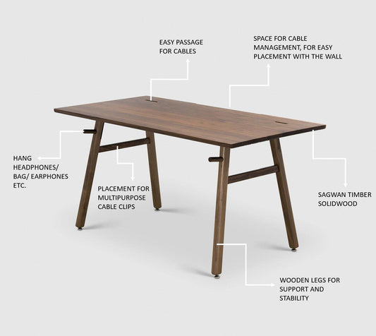 Solid Wooden Writing Desk Setup