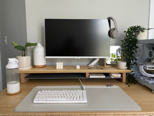 46" Solidwood Desk Shelf for dual monitors | Minimalist wooden Monitor Riser | Home Office Storage organization | Wooden display risers