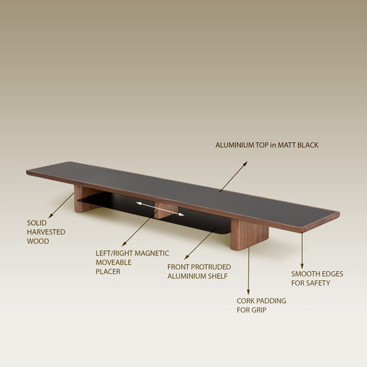 46", 36", 42", 30" Solidwood Desk Lift for dual or single monitors | Handmade engraved metal plate | Wooden display risers | Office Decor